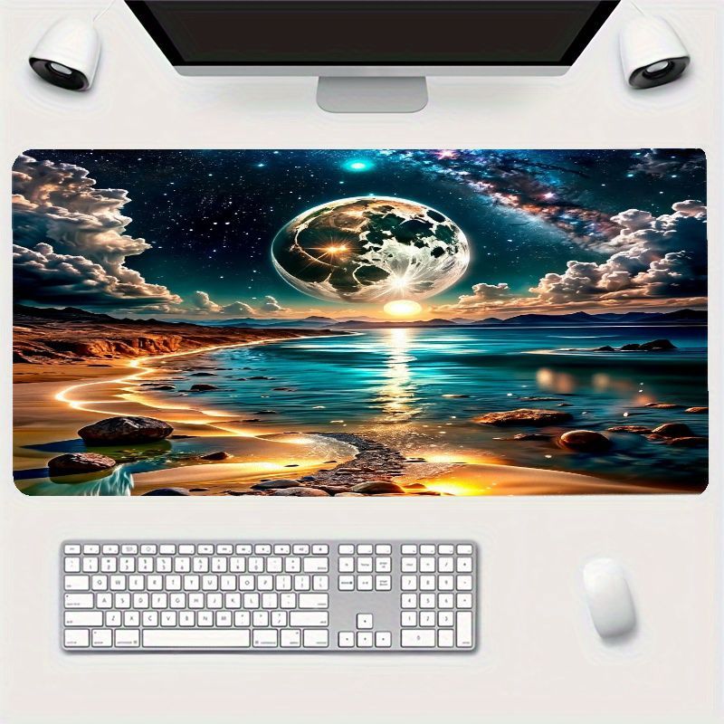 Moto Tech Accessories & Workshop - Großes, farbenfrohes Mauspad mit verträumter Landschaft,