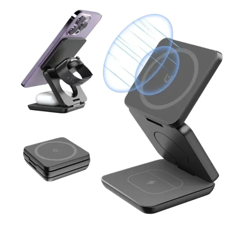 Wireless Charger 3 In 1 - 3-in-1 Faltbarer Magnetischer Kabelloser Ladeständer für