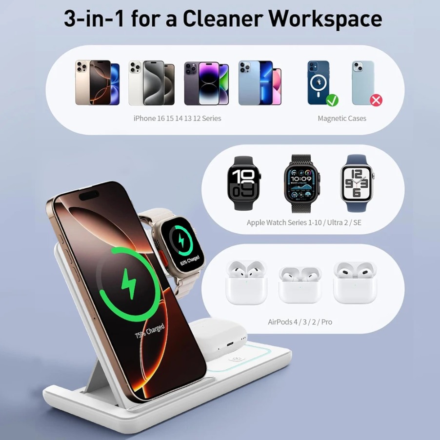 3-in-1 faltbares Nacht-LED-Lic – Wireless Charger 3 In 1 Bewertung und Preis